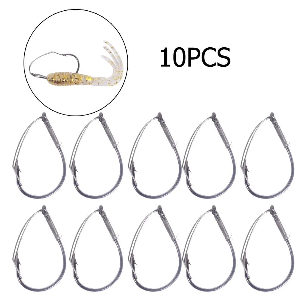 10 Pz/High Stainless Steel Candle Wacky Rig Ganci Weedless Spined Fishig Large Gap Reusable Hook Fishing Equipment