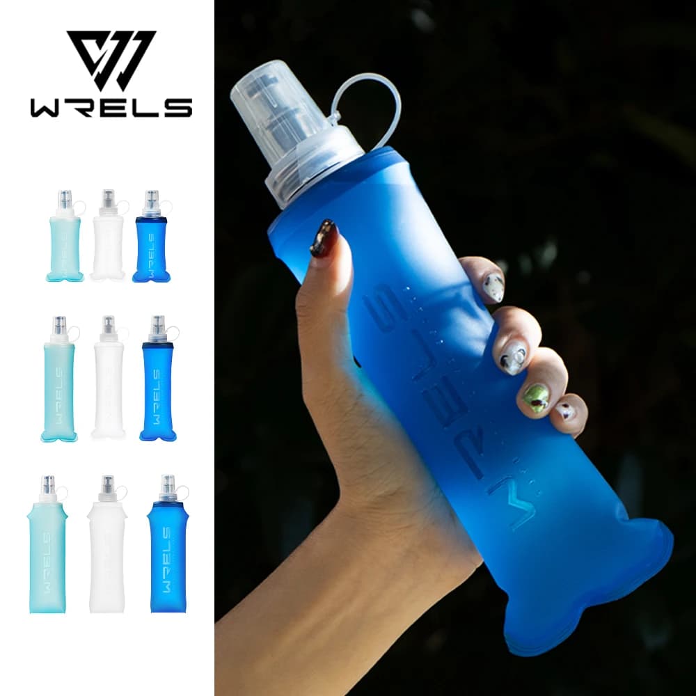 WRELS Bottiglia d'acqua pieghevole in silicone per esterni Corsa da campeggio Escursionismo Viaggi Comoda bottiglia d'acqua morbida in TPU senza BPA