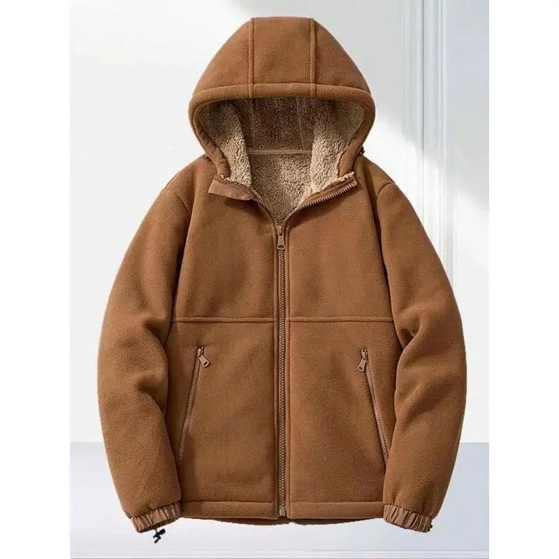 Men's Fleece Hooded Jacket Casual Comfortable Cotton Sweatshirt Hat Integrated Outerwear Spring Autumn Season Fashionable Str...