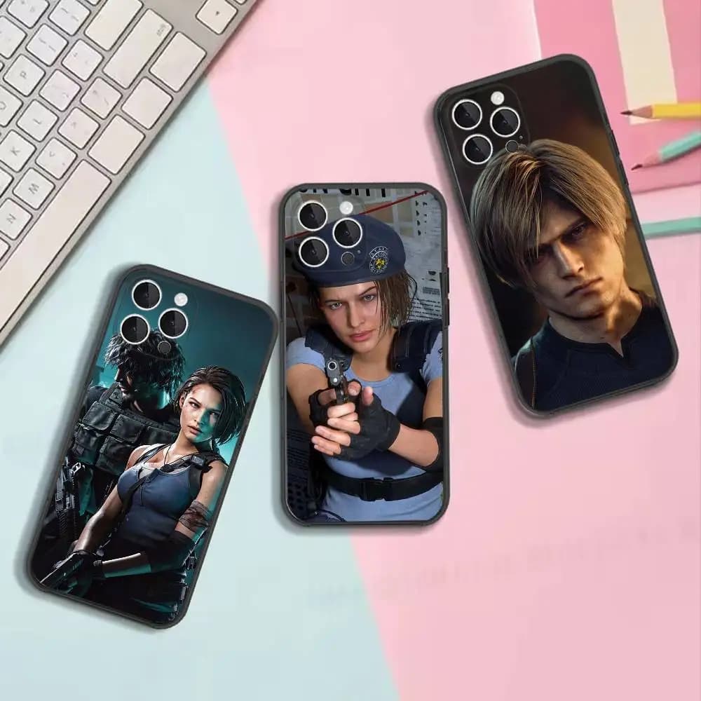 Resident Evil 4 Leon Kennedy Phone Case For iPhone 17,16,15,14,13,12,11,Pro,Max,Plus Black Shockproof Soft Cover
