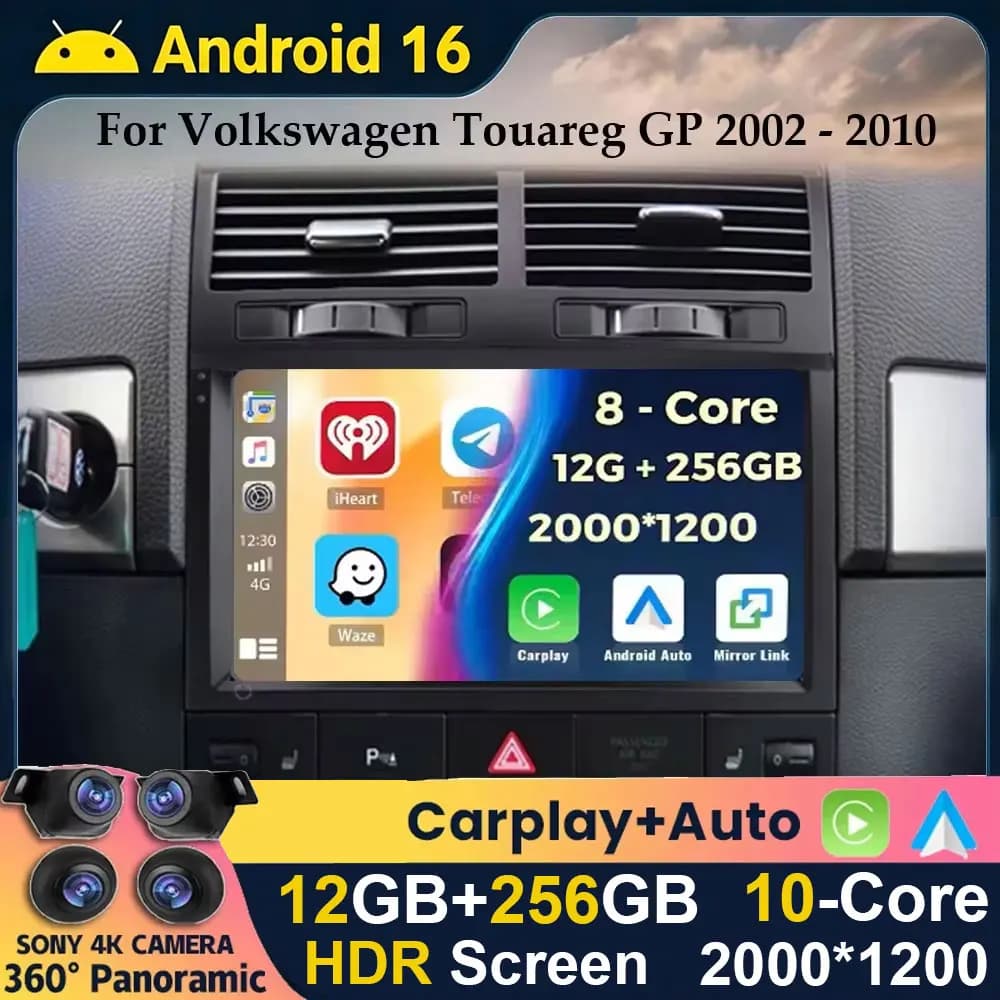 Android 15 Carplay Per Volkswagen Touareg GP 2002 2003 2004 2005 2006 2007 2008 2009 2010 Autoradio Lettore Multimediale GPS Stereo