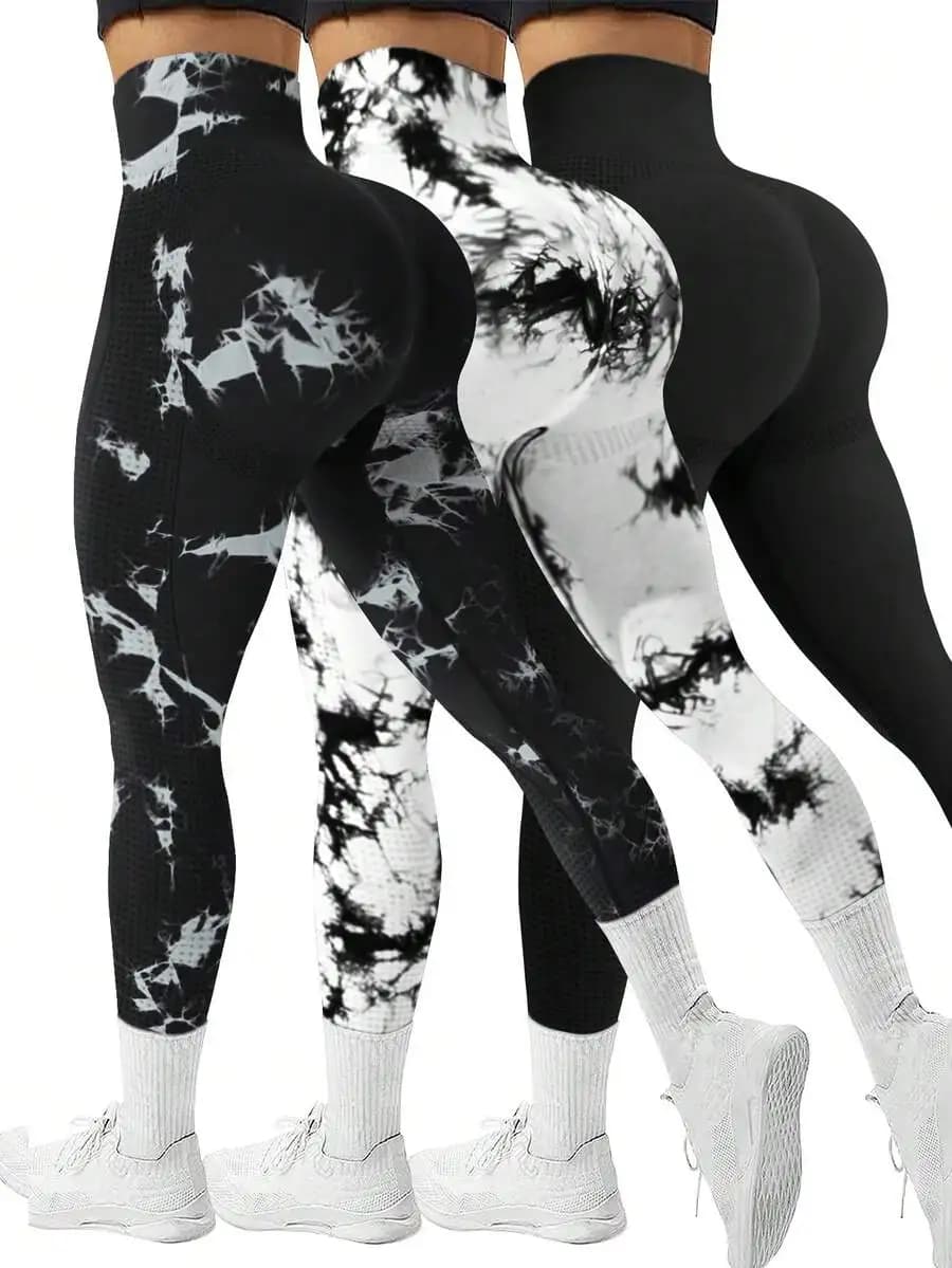 2 Pezzi Leggings da Yoga Senza Cuciture a Vita Alta per Donna, Controllo Pancia, Traspiranti, per Allenamento