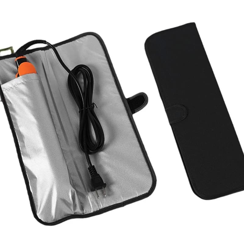 Storage bag for plate and hair curling, heat resistant, folding, travel, for women, case for styling tools with plate and hair curling.