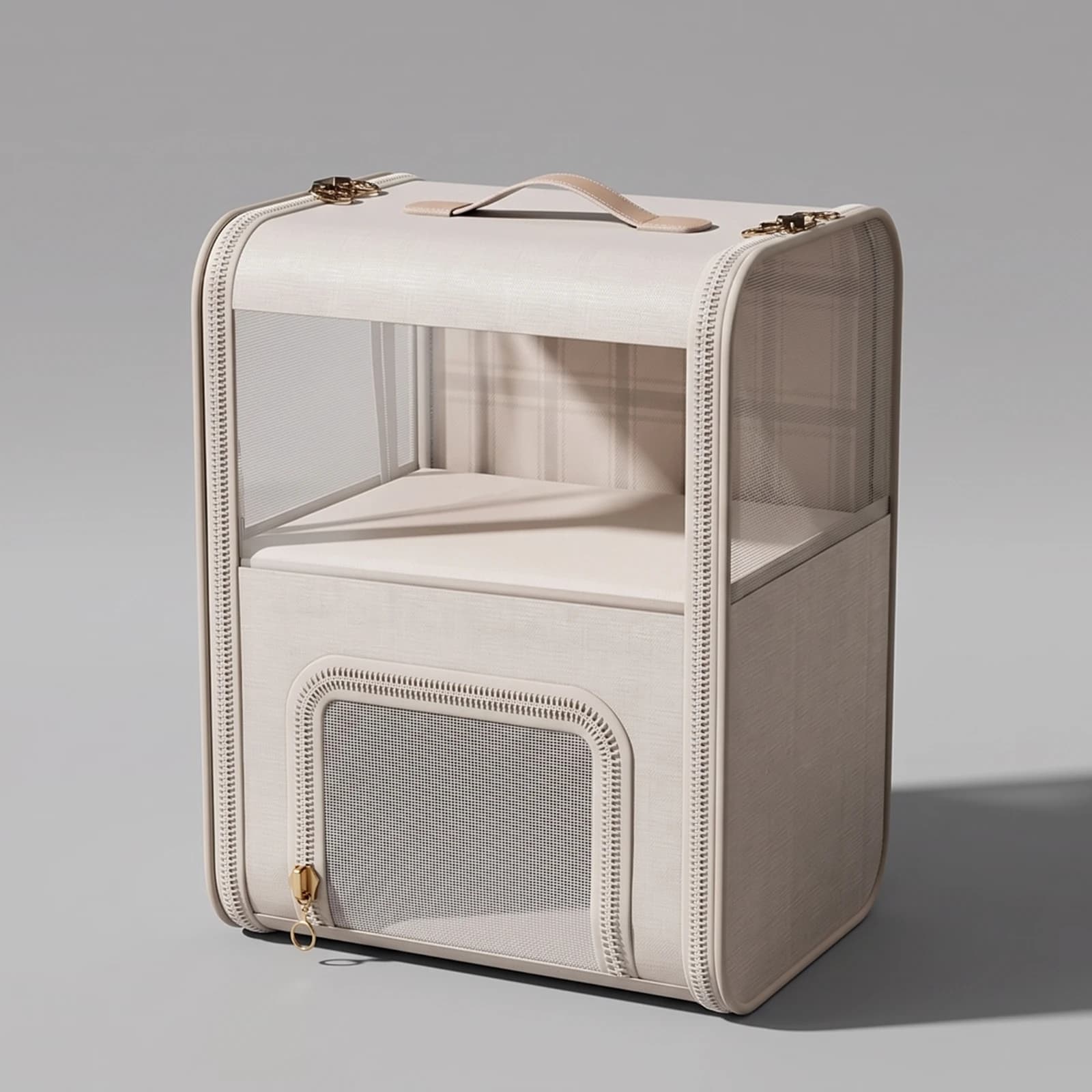 Double-Layer Pet Carrier Foldable Two-partCompartment Pet Carrier Bag Soft-Sided Portable for Cats, Travel, Vet Visits