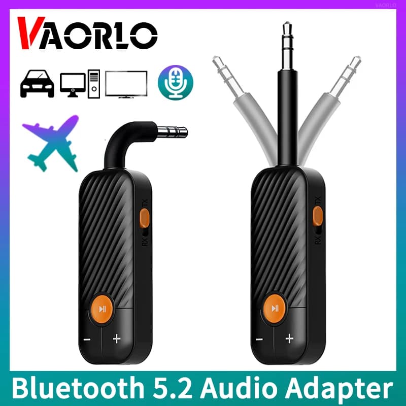Bluetooth 5.2 3.5MM 3.5 AUX audio receiver transmitter with microphone Wireless adapter for stereo music PC TV Speakers for cars
