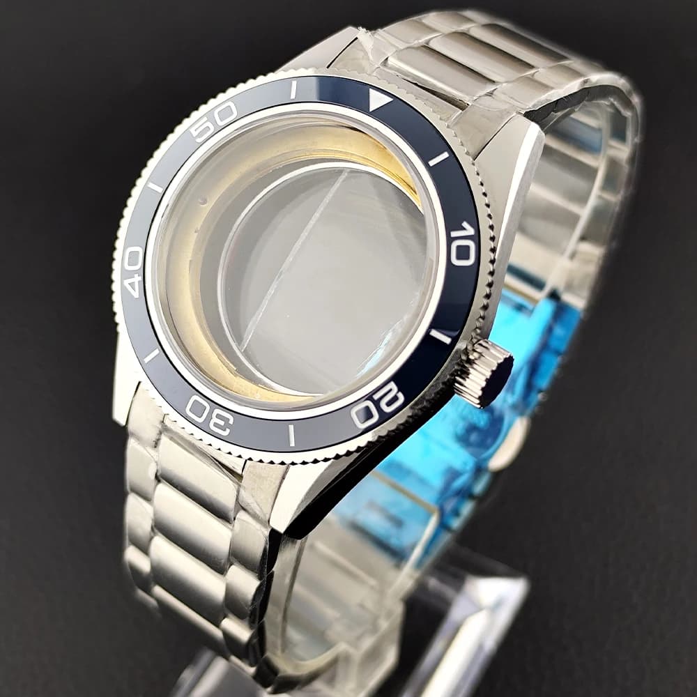 Cassa 8215 Cassa in acciaio inossidabile da 41,7 mm adatta al movimento 8215 Accessori per orologi Orologio in vetro zaffiro per uomo Cinturino per orologio da 20 mm
