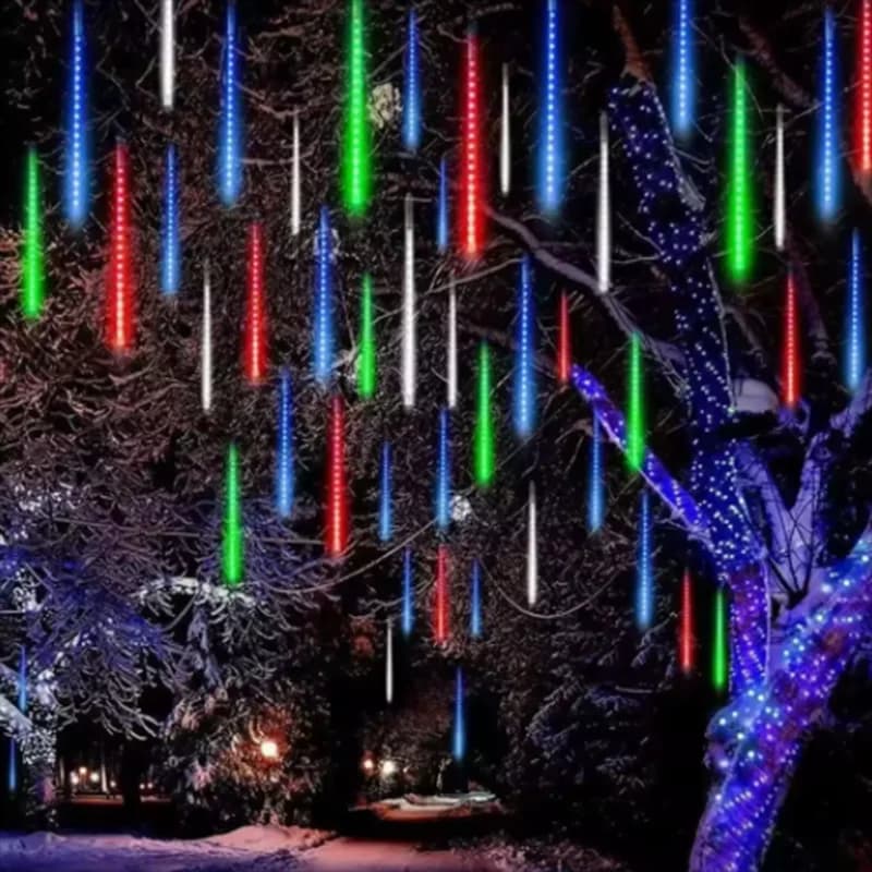 Luci a Cascata LED 30/50cm, 8 Tubi, Impermeabili per Esterni, Decorazione per Giardino, Strada, Festività, Ghirlanda Luminosa