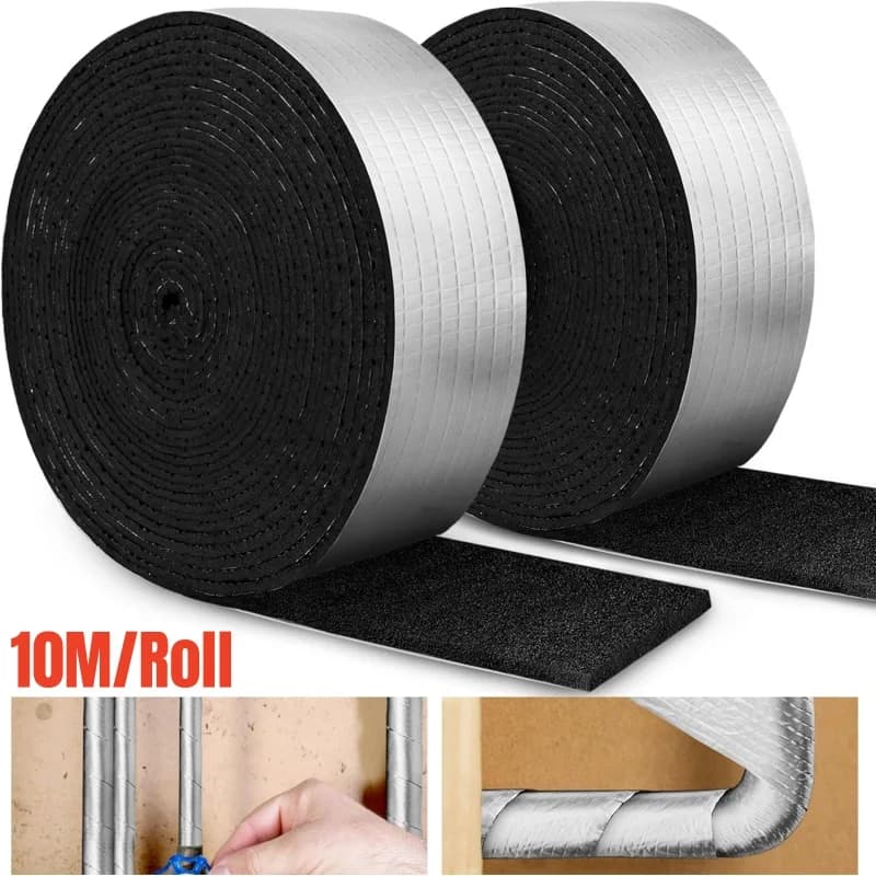 10M/Rotole Insulation for enveloping pipes Winter antifreeze foam for outdoors and aluminum foil tape for copper pipes, PVC water line, CA line pipe