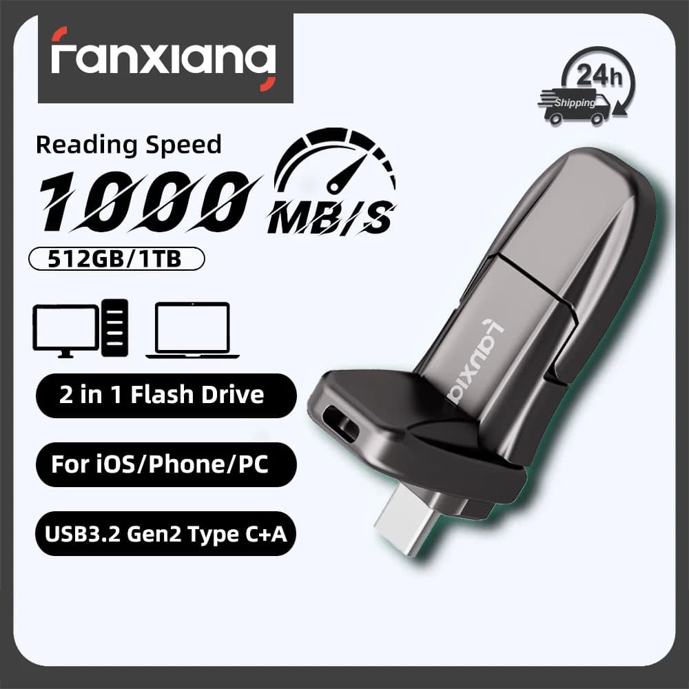 Fanxiang FF952 Unità Flash USB 1000MB/s USB3.2 Gen2 512GB 1TB Type-C+USB-A 2 in 1 Penna USB ad Alta Velocità a Stato Solido per Laptop PC