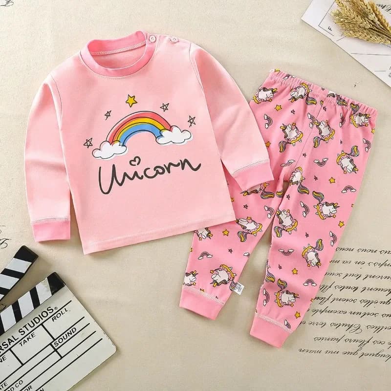 Nuovo 2024 Bambini Ragazzi Ragazze Pigiama Set Cartoon T-shirt a maniche lunghe Top con pantaloni Bambino Bambino Primavera Autunno Vestiti per dormire