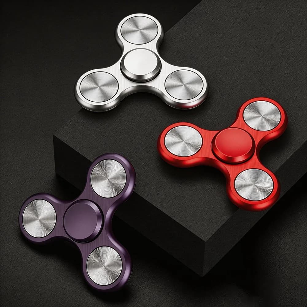 Fidget Spinner in Lega di Alluminio Elettroplaccato, Giocattolo Antistress Silenzioso per Bambini