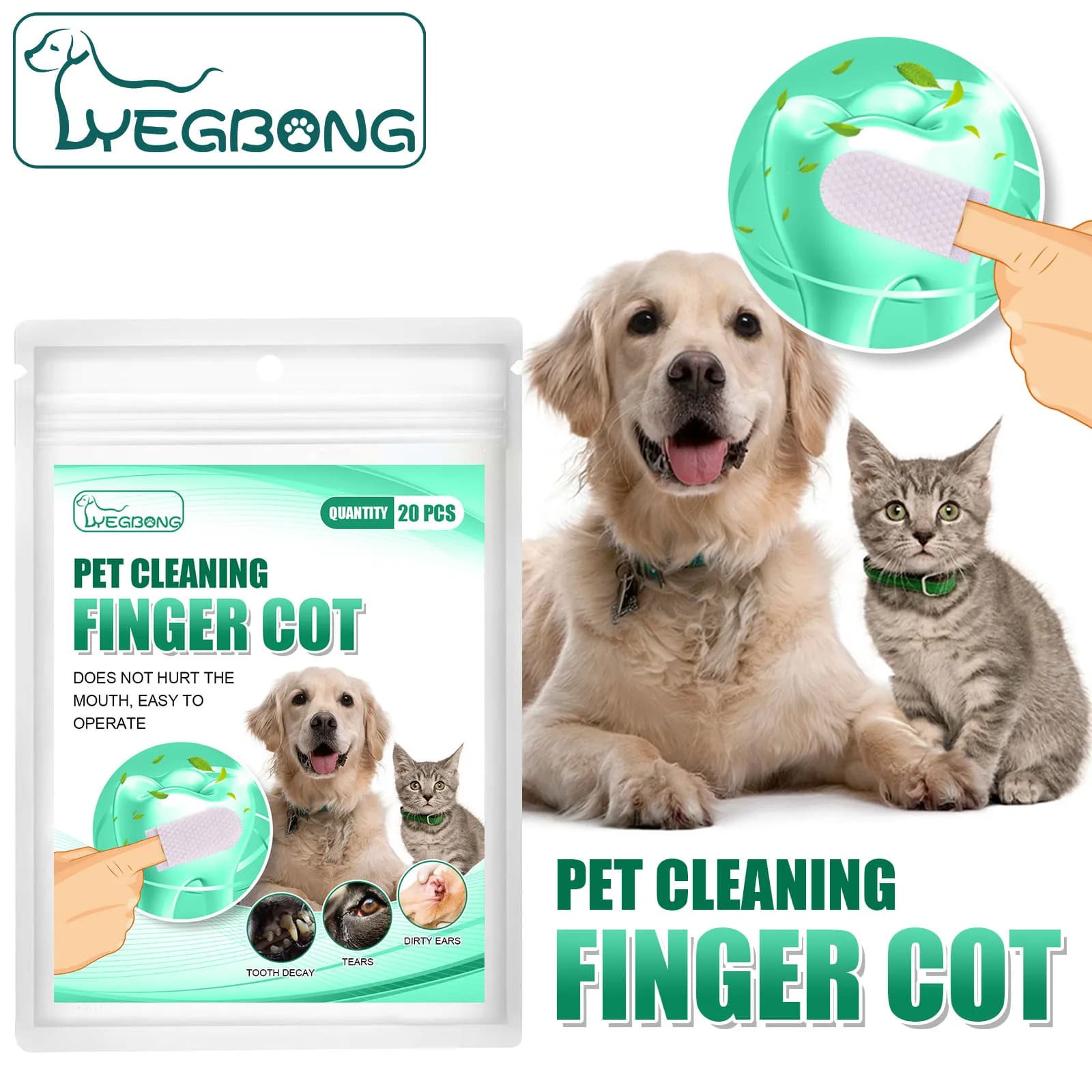 Yegbong Domestic Animal Tooth Sauces, Disposable, Tartar and Plate Removal, Dental Cleaning for Dogs, Whitening, Oral Care