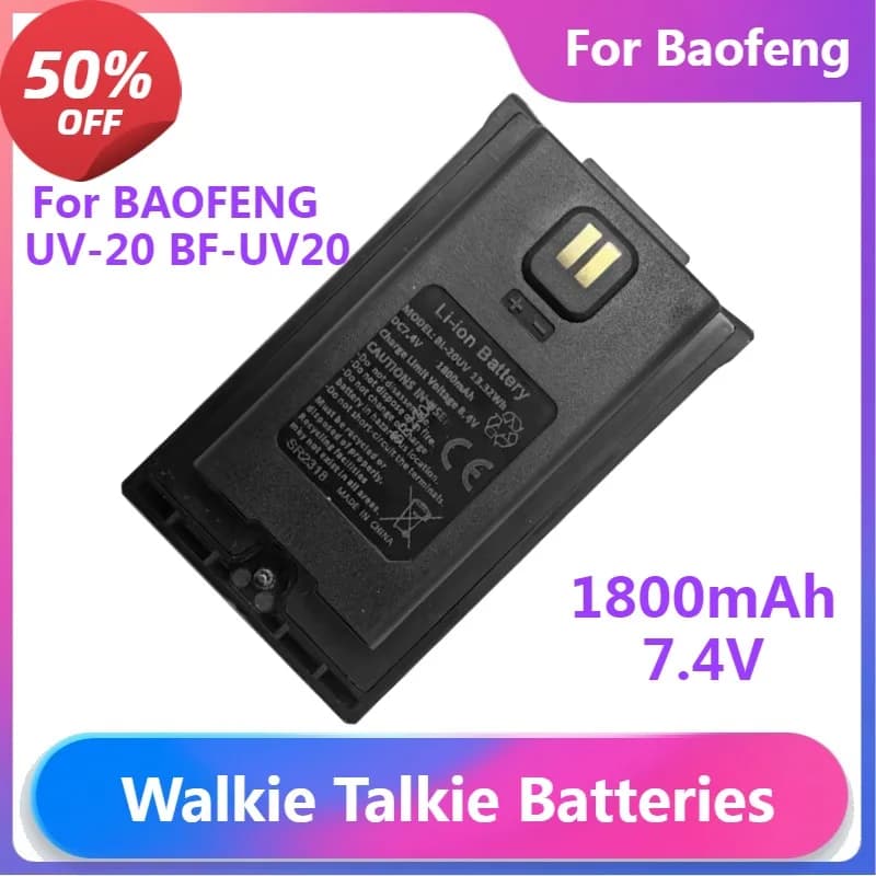 Batterie Walkie Talkie per BAOFENG Walkie Talkie UV-20 BF-UV20 UV-G30 PRO Radio bidirezionali Batteria agli ioni di litio da 7,4 V 1800 mAh