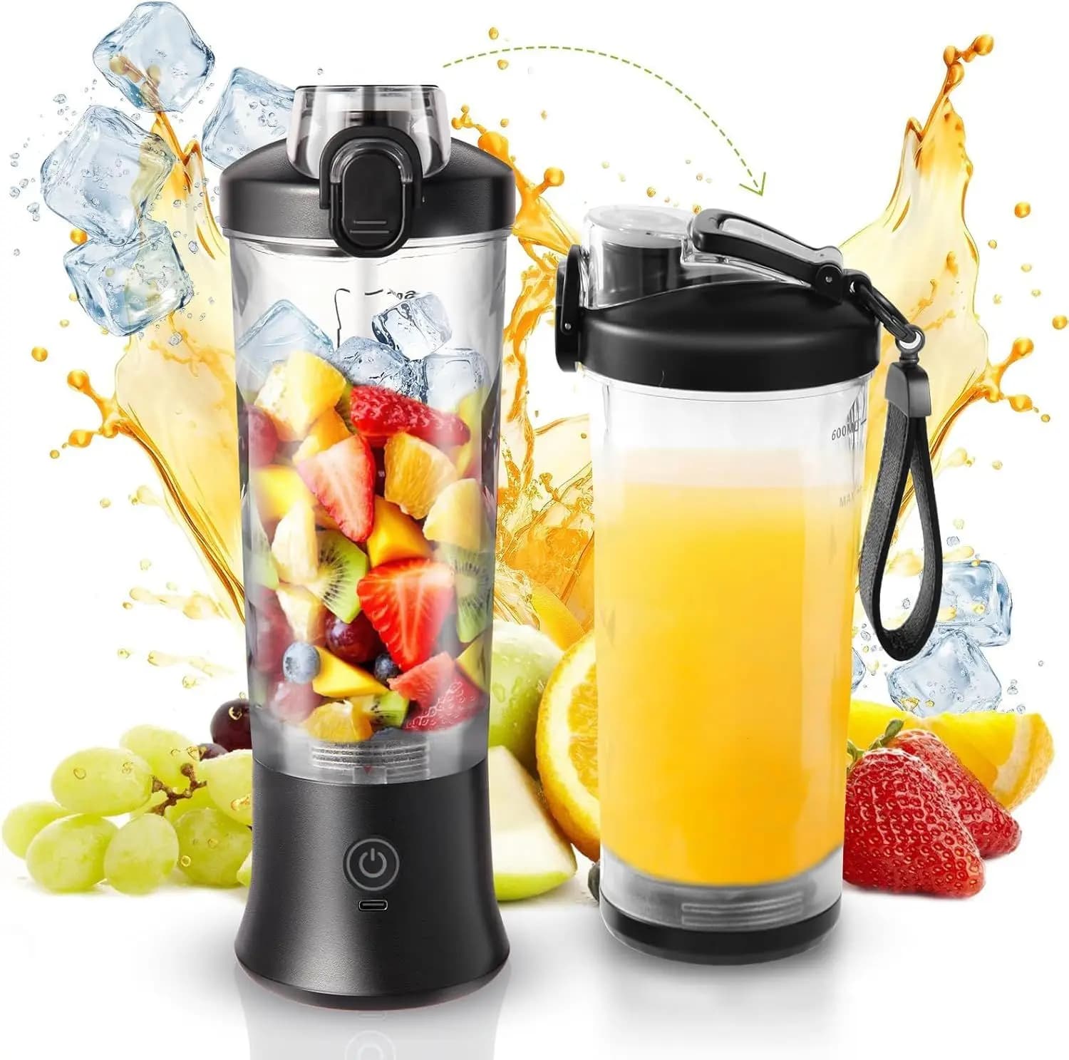 Portable Blender for Shakes and Smoothies, 20oz Rechargeable Electric Protein Shaker Bottle with 6 Leaf Blade, Travel Lid, Sale