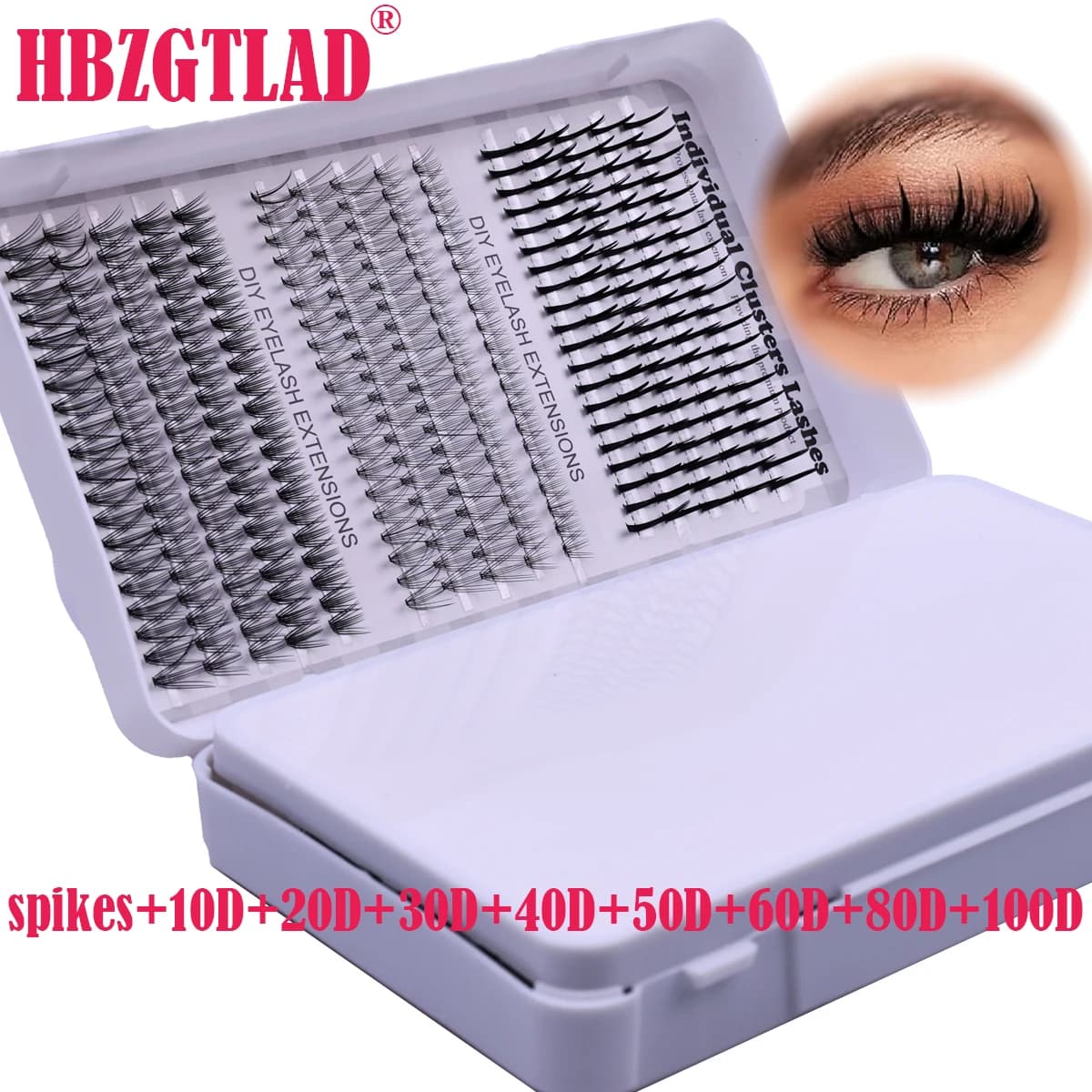 Extension ciglia a ciuffetti 45 file 880 pezzi 10D-100D con punte, gruppi di ciglia sottili, ciglia singole a spugna effetto spigoli per il trucco