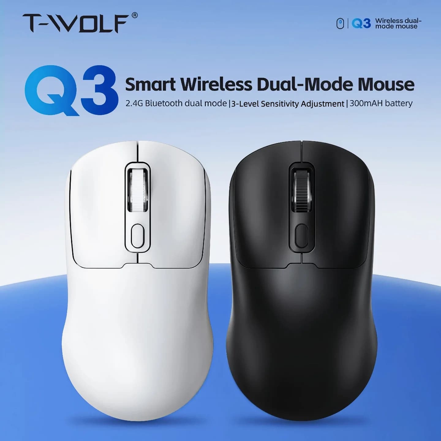 Wireless Dual Mode Mouse 2.4G + Bluetooth 5.0 Rechargeable, 3 DPI Adjustable Portable Ergonomic 4-Button Silent Mouse for Office Laptop PC