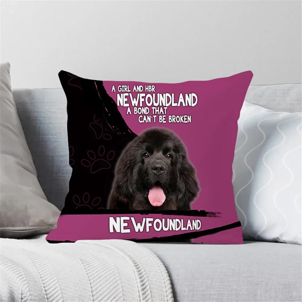 HX Federa per cuscino con stampa di cani Terranova Fodera per cuscino per cani da compagnia Simpatici animali Federe per letto per divano per auto Federa per cuscino per la casa