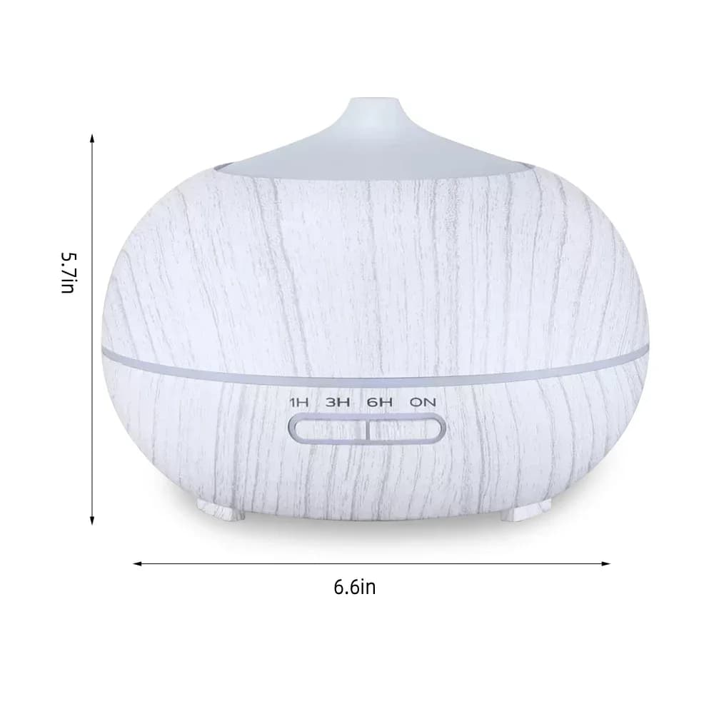Diffusore di oli essenziali con venature del legno da 550 ml, telecomando, 6 oli, luce d'atmosfera a LED a 7 colori