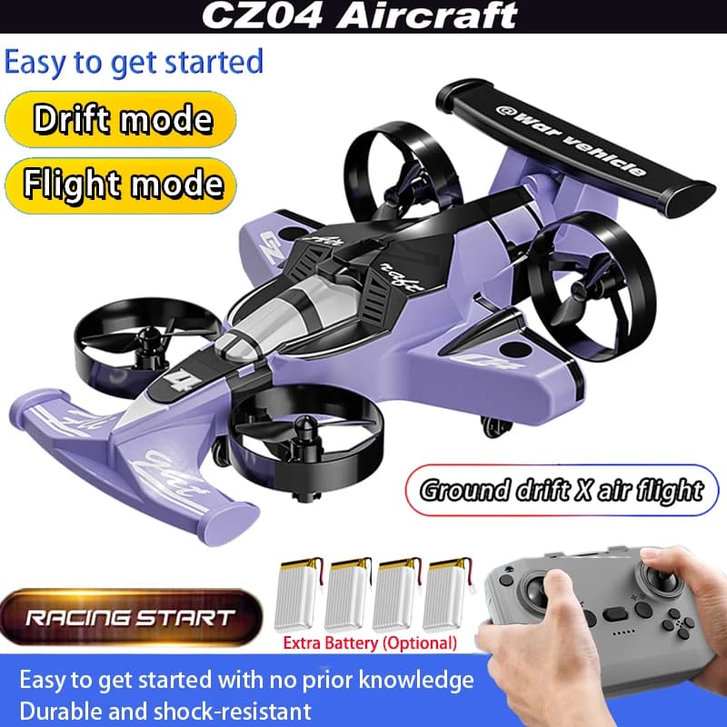 Nuovo CZ04 Mini RC Aereo Land-Air A Duplice Uso Quadcopter Drift Racer 2-in-1 Drone Ad Ala Fissa Modello di Aereo Giocattolo Per Bambini Regalo