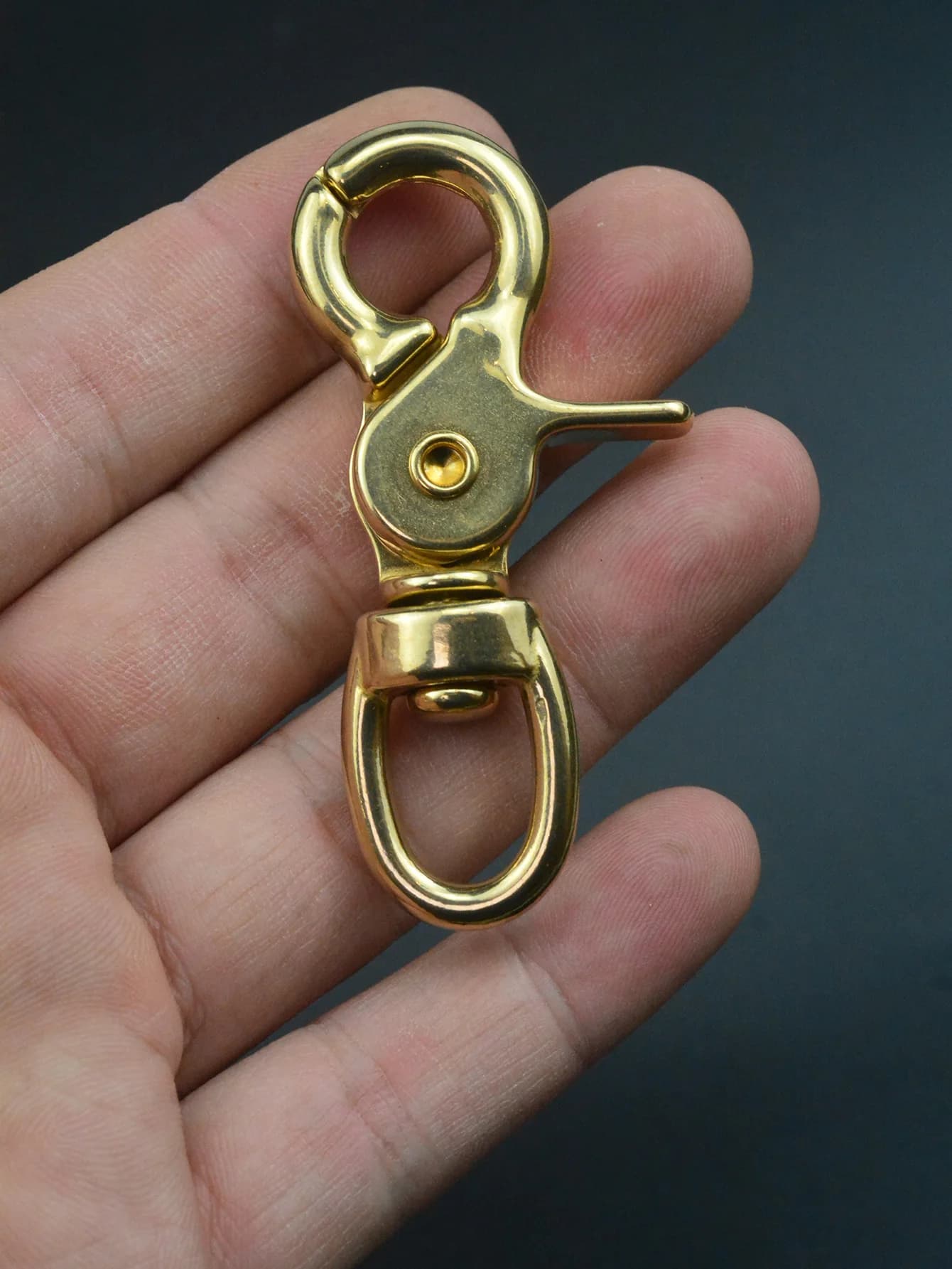 Ganci a scatto con grilletto girevole da 2,6 pollici in ottone massiccio Portachiavi con chiusura a moschettone con catena di cinghie chiave per borsa fai da te in pelle O da 0,5 pollici 12 mm