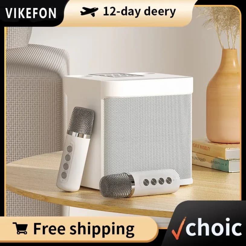 Macchina per Karaoke con Doppio Microfono per Adulti e Bambini, Sistema di Altoparlanti PA Bluetooth Portatile con 2 Microfoni Wireless per Casa