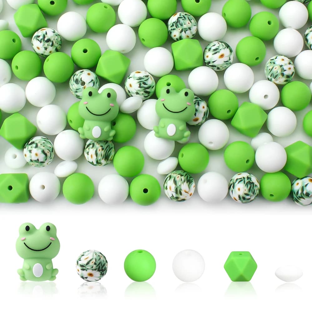 Perline in silicone focale a tema animale 3D Set elefanti pinguino rane perline per creazione di gioielli fai da te portachiavi accessorio penna con perline
