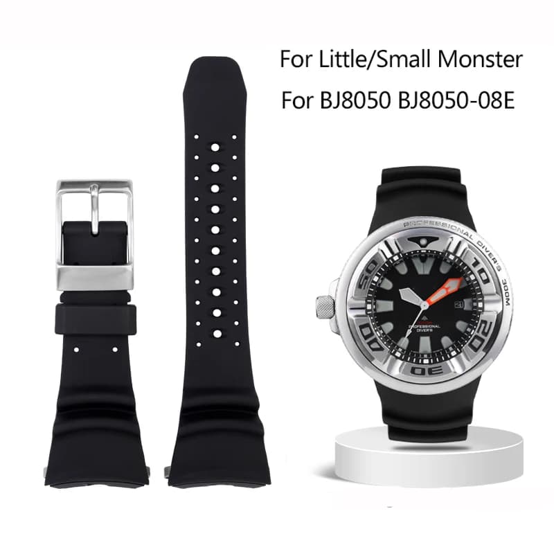 Cinturino in gomma per Citizen BJ8050 BJ8050-08E Little/Small Monster cinturino per orologio traspirante impermeabile cinturino per strumenti bracciale nero