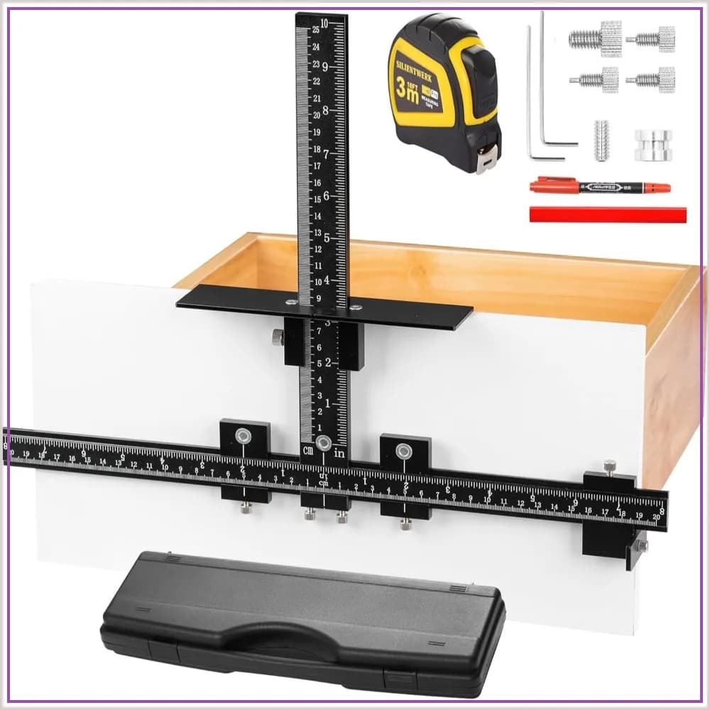 Precision All Aluminum Alloy Cabinet Hardware Jig, Fast Installation Template for Handles and Pulls on Door Drawer/Cabinets