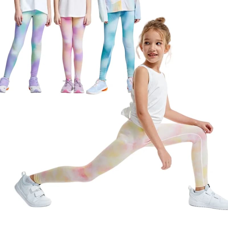 Pantaloni da yoga per ragazze 4-14 anni Pantaloni elasticizzati per bambini morbidi Stampati per bambini Danza attiva Corsa Leggings da allenamento Collant sportivi sottili