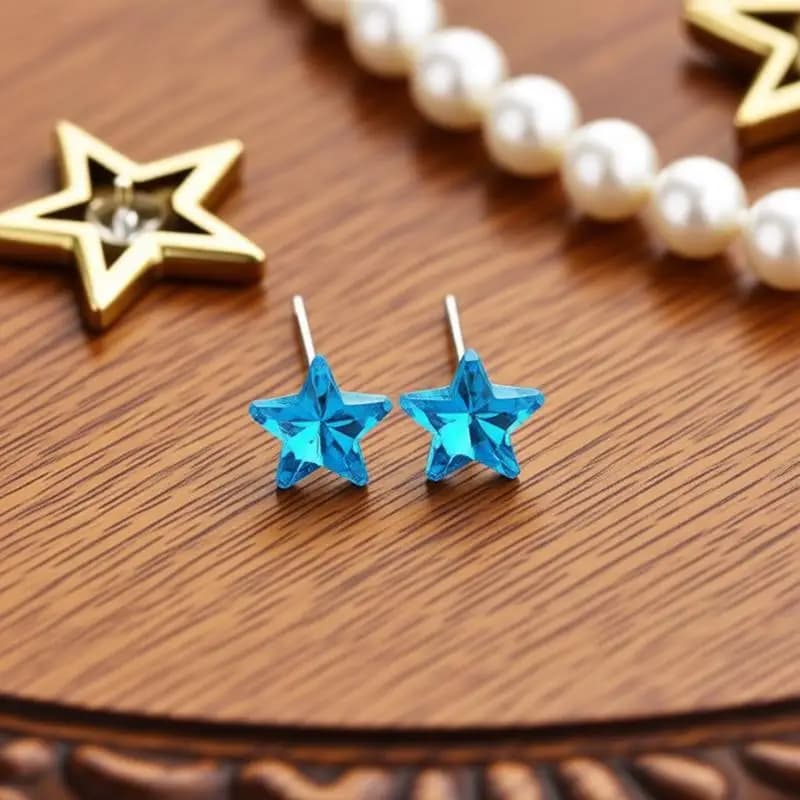 Semplici Orecchini a Perno in Argento Sterling 925 con Stella a Cinque Punte Blu e Zirconi per Donne e Ragazze, Gioielli alla Moda per Matrimoni e Feste, Regalo
