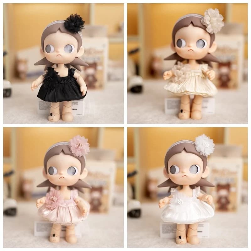 Abito da sposa con volant e fiori per bambole BJD Gazi Sister 1/8, in vinile, con palline, diversi stili, per bambole BJD da 8 pollici