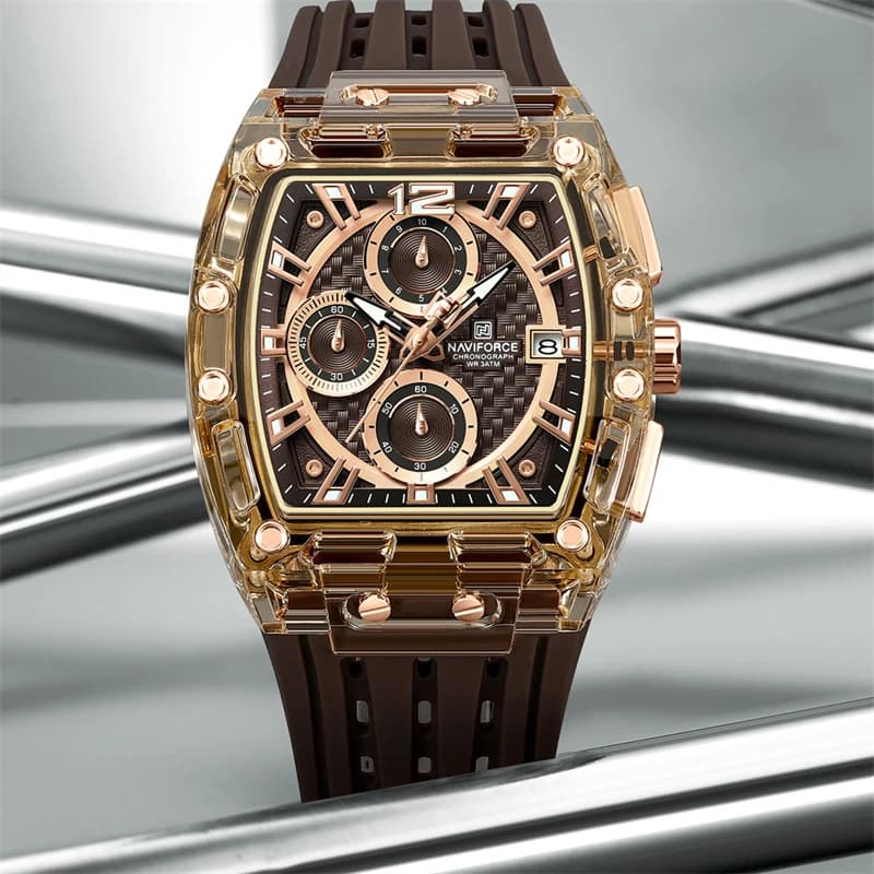 NAVIFORCE 7105 Orologio sportivo al quarzo da uomo casual Cronografo Calendario Luminoso cinturino in silicone impermeabile Orologi di moda per uomo
