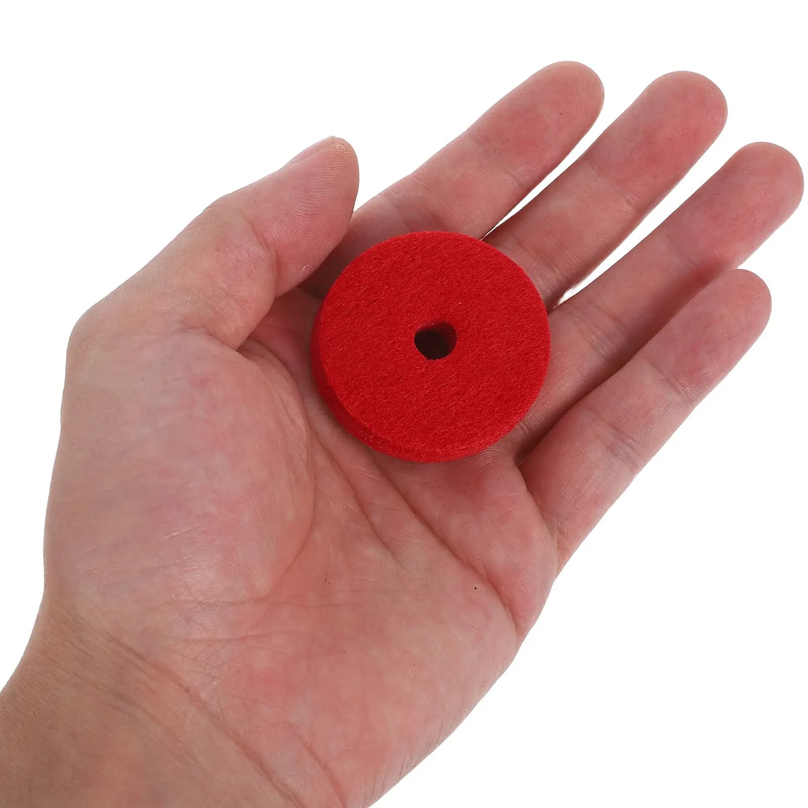 12Pcs Cymbal Felt Pads Double Layer Noise Reduction Drum Cymbal Felt Washer Set for Hi-Hat Stand Protection 3.6x1cm Red