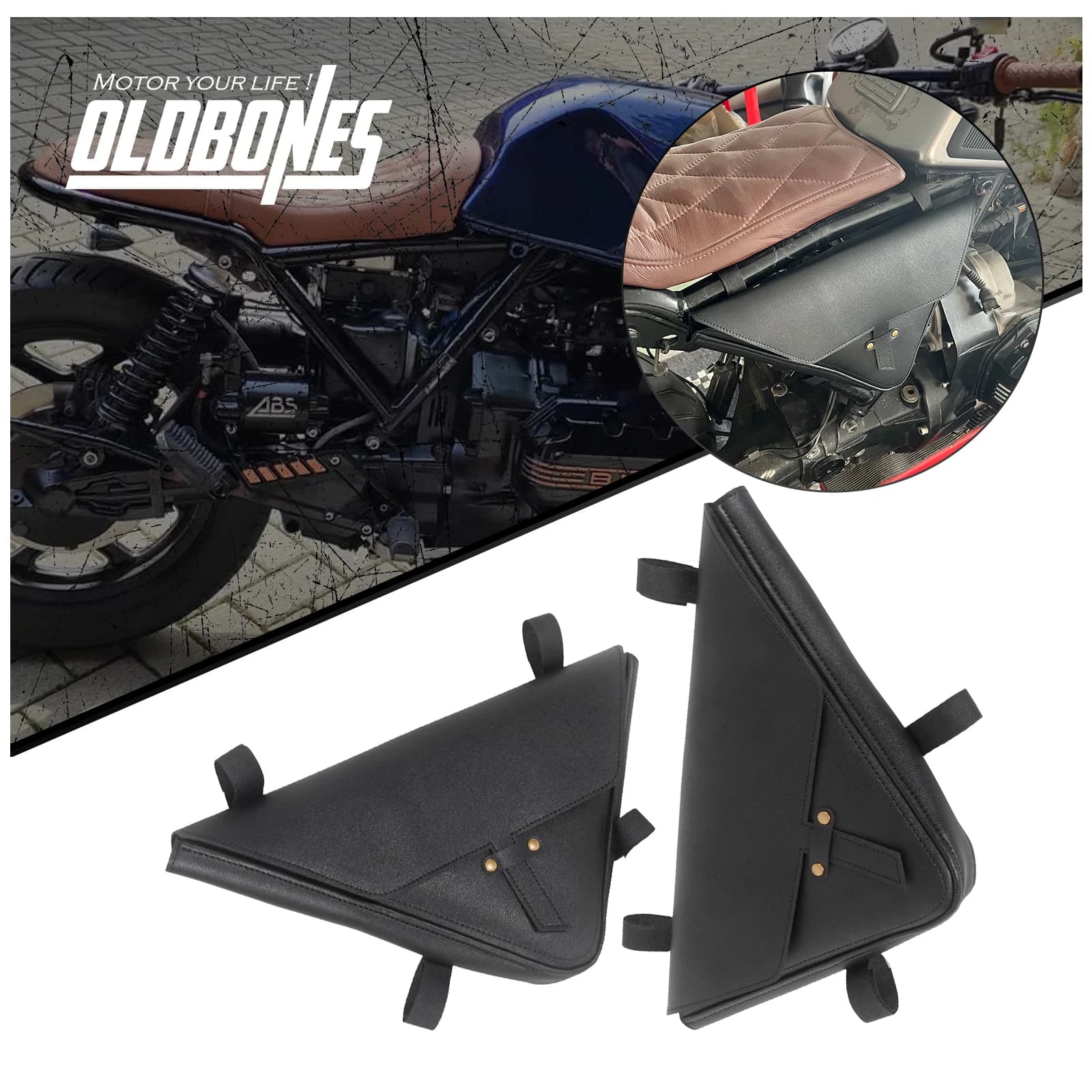 2PCS Triangolo Del Motociclo Smussato Borsa Laterale Telaio Borse Retro Cinghia Borse Da Bagagli Borse degli Attrezzi Per BMW K75 K75 K100 K100RS K1100