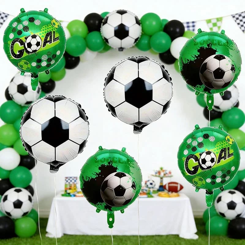 6-piece football spherical decorative balloon, two unrepeated sides, suitable for birthday party decorations