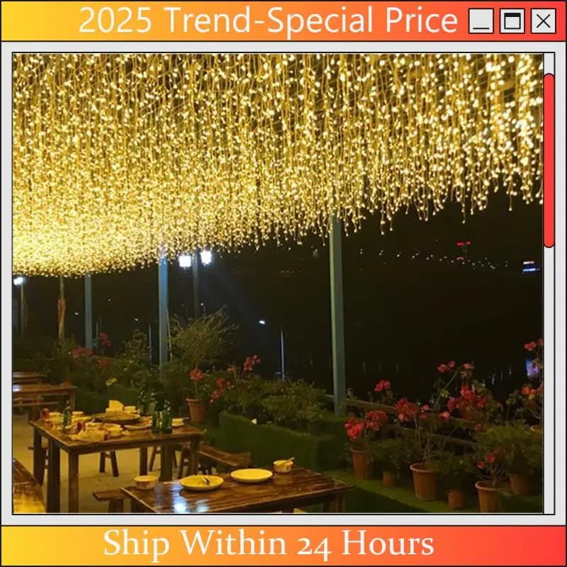 A61Z Offerte 3.5M Festoon LED Tenda Ghirlanda sulla finestra Lucine Capodanno Ghirlanda Luci a LED Natale con telecomando