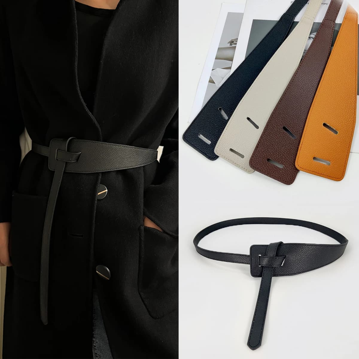 Fashion Belts For Women High Quality Knot Soft Pu Leather Long Waistband Female Wide Waist Coat Corset Belt Cummerbunds
