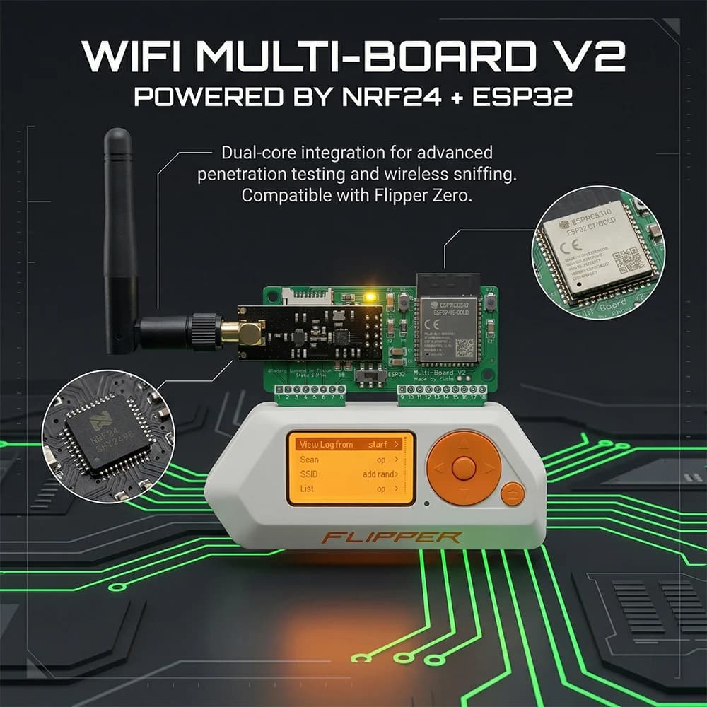 Flipper Zero WiFi Multiboard NRF24+ESP32 ,WiFi With Antenna Pet Dolphin Programs Open Source Multi function Development Board