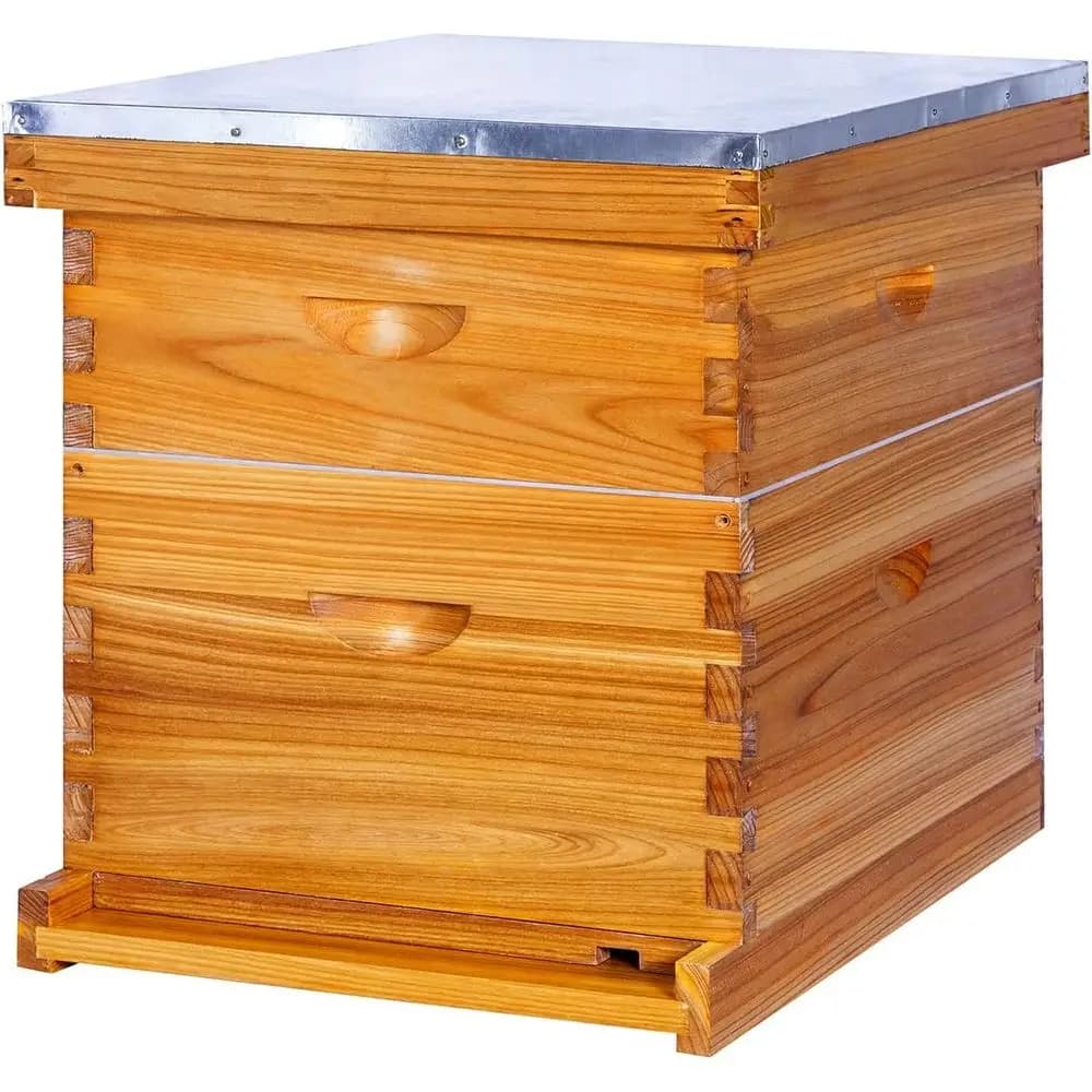 Complete Stroth Hive Starter Kit with 1 Deep Brood Box & 1 Medium Super, Wax-Coated, Includes Hive & Waxed Foundation Sheets
