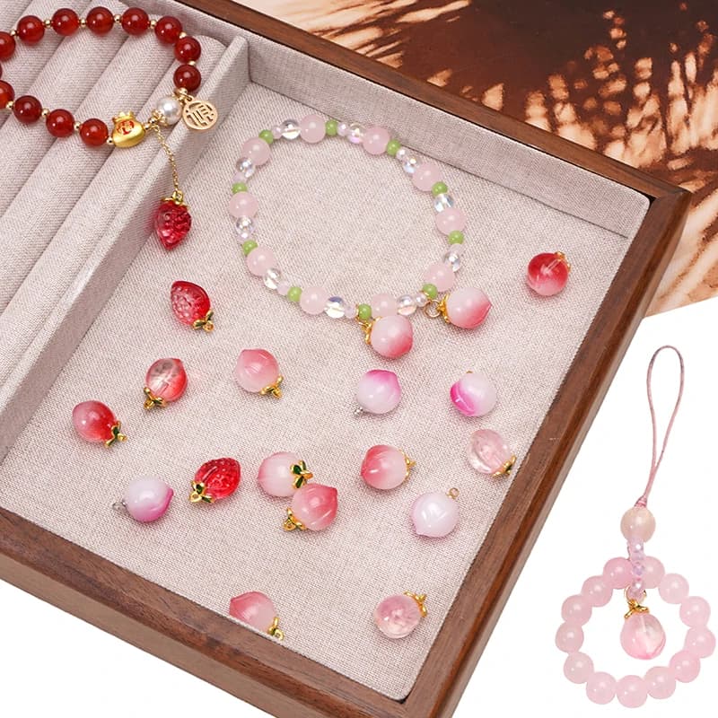 13X17mm 2pcs Glass Pendant Peach Unique Loose Beads Handmade DIY Jewelry Bracelet Earrings Accessories Materials