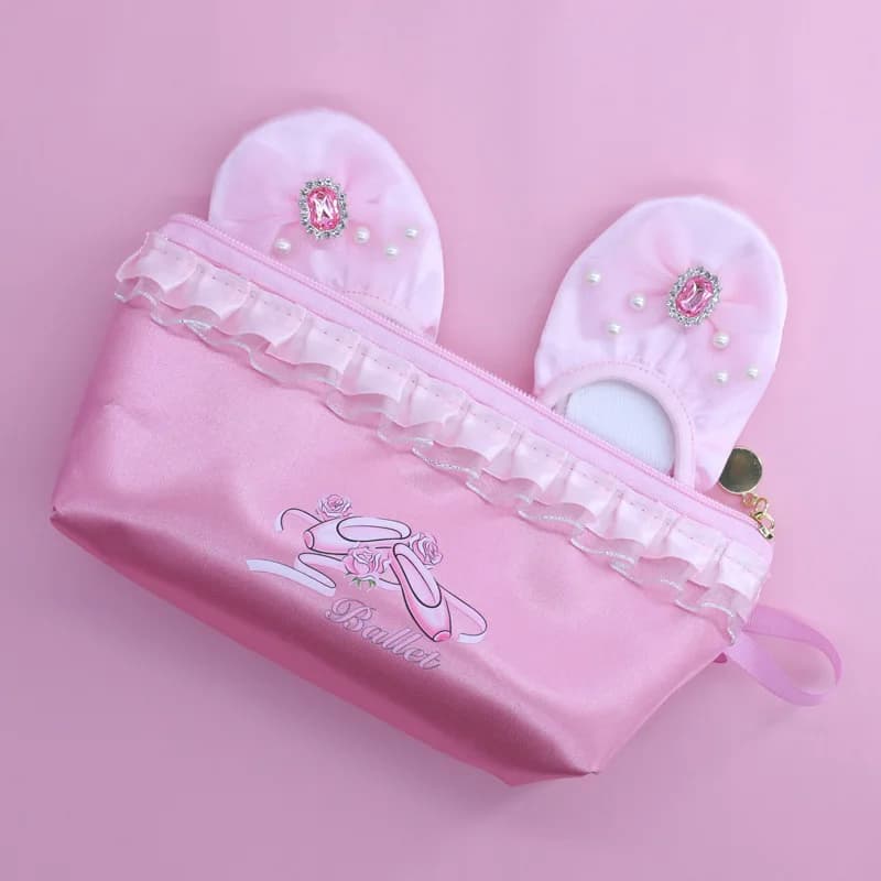 Portaoggetti per scarpe da balletto Astuccio per matite per bambini Borsa per accessori piatti per scarpe da ballo per sala da ballo