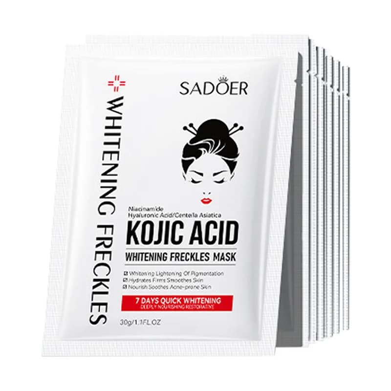 10 pz SADOER Maschere per il viso all'acido cogico Idratante Schiarente Maschera per il viso idratante Maschere in fogli Prodotti per la cura della pelle del viso di bellezza