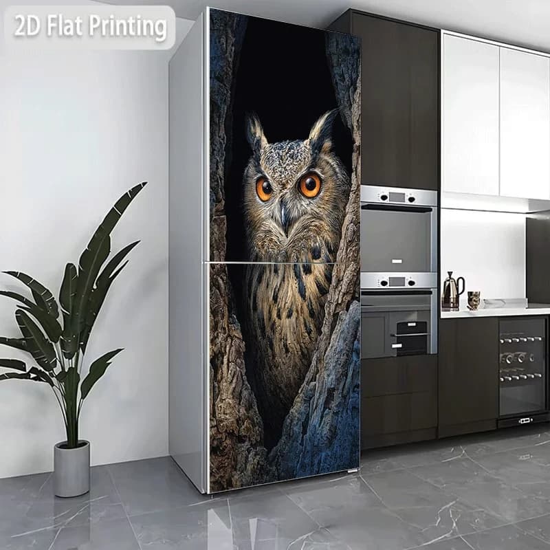 Refrigerator Sticker Refrigerator Dishwasher Sticker "Gaze Through the Forest Gap" "Shadow in the Tree Hollow" "Sharp Eyes Hid