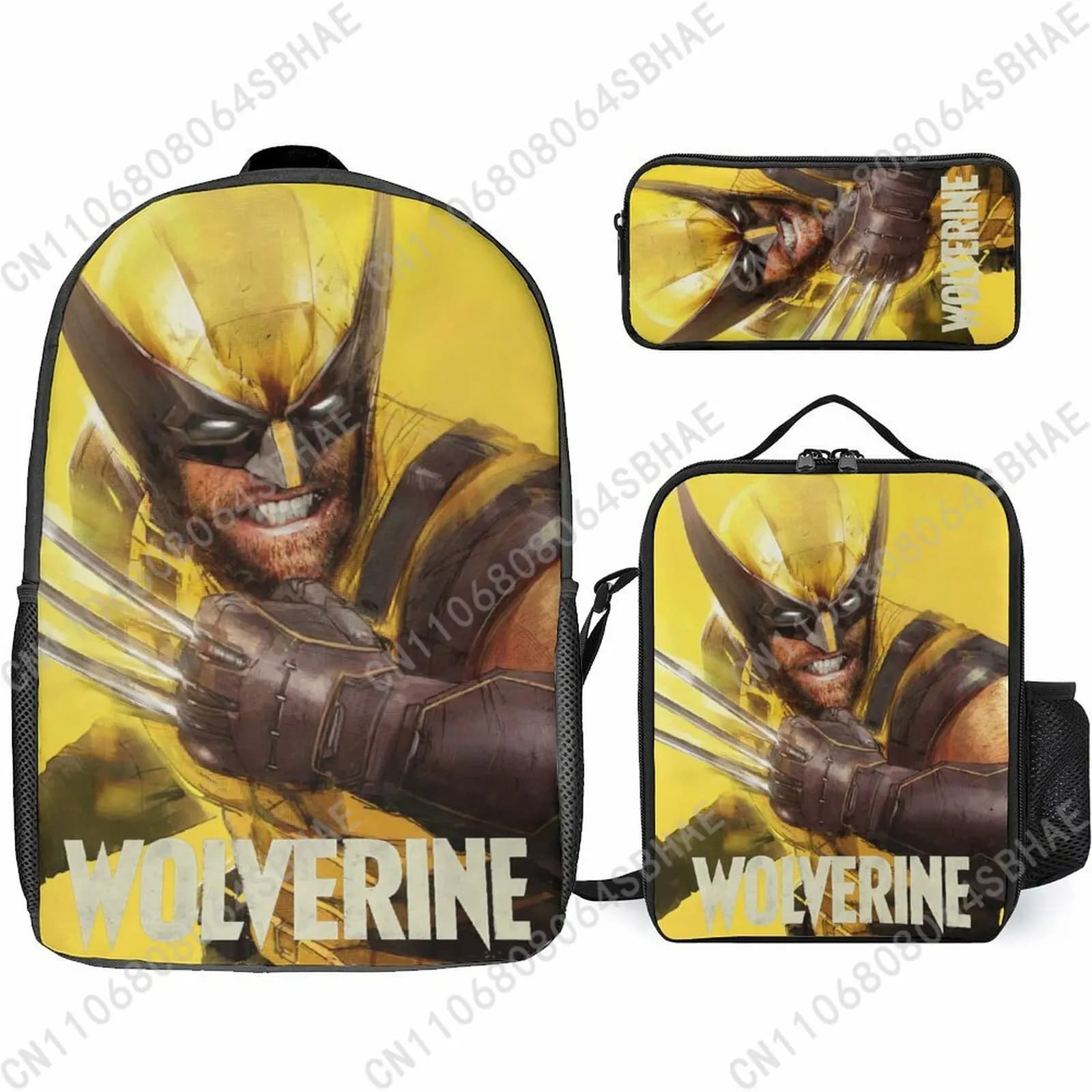 Zaino scolastico Marvel Wolverine per adolescenti, studenti delle scuole medie e superiori, 3 pezzi, borsa per il pranzo, astuccio per matite, cosplay