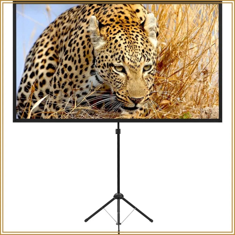 80" Portable Projector Screen with Stand, 16:9, Lightweight, Easy Setup, Outdoor Indoor Use, Glass Fiber Material