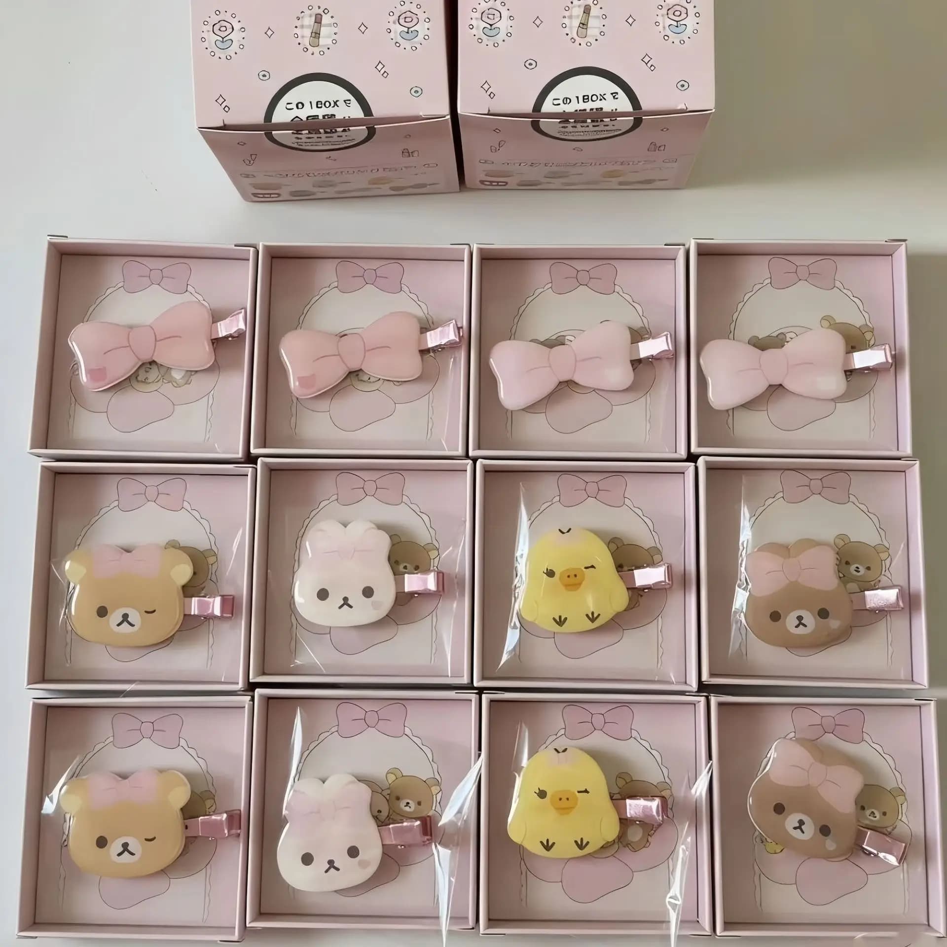 Fermagli per capelli a forma di orsetto, coniglio e pulcino Y2K, scatola a sorpresa per donna, graziosi fermagli in acrilico Rilakkuma, gioielli per capelli