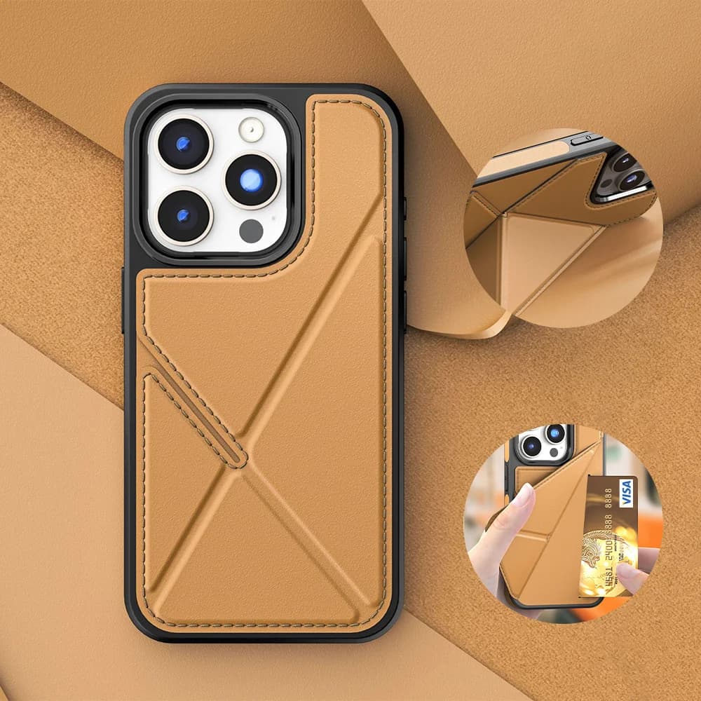 Flip Custodia per telefono in pelle con slot per schede con supporto magnetico per iPhone 16 17 12 13 14 15 Pro Max Custodia protettiva in silicone ibrido di lusso