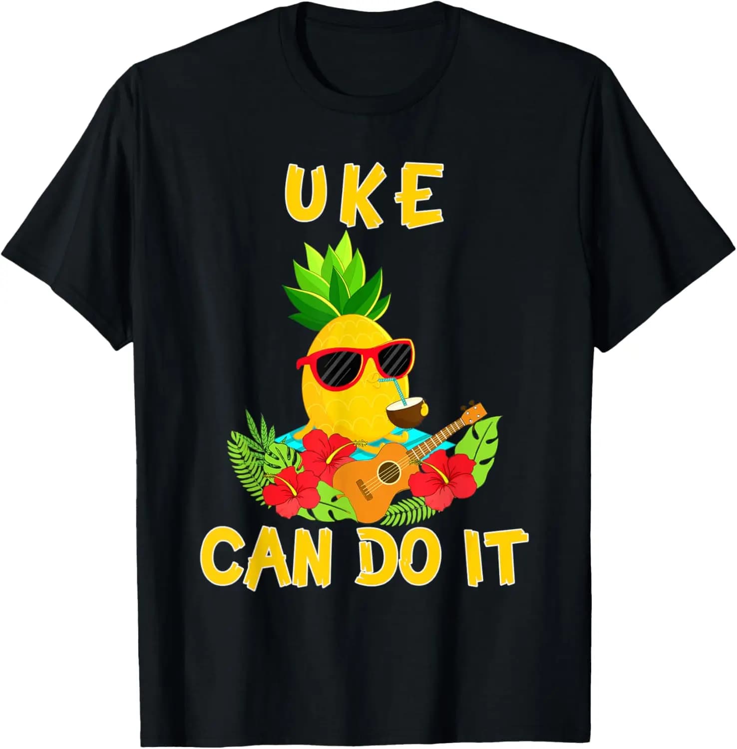 Uke Can Do It Ananas che suona una divertente maglietta regalo hawaiana con ukulele