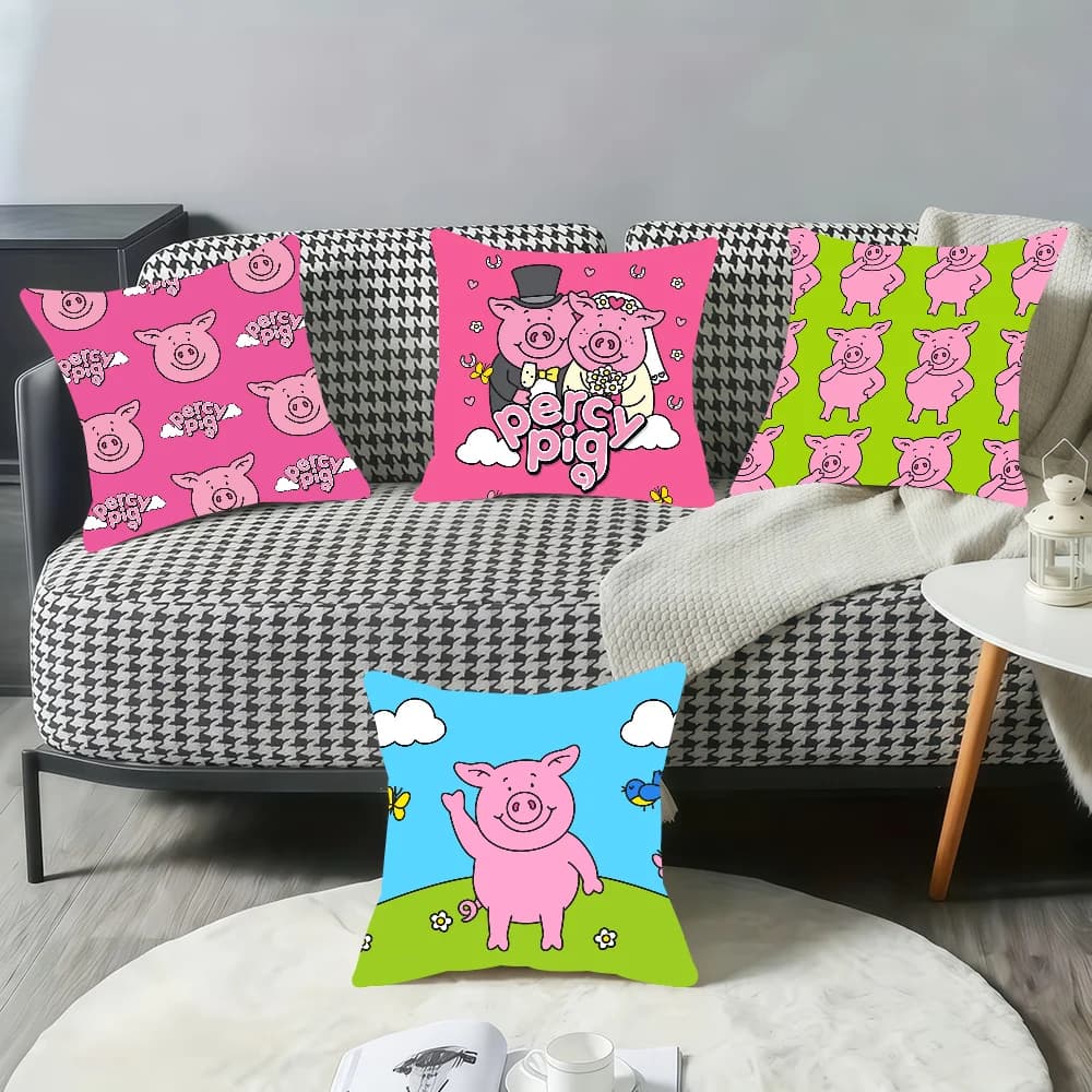 Fashion Cartoon Candy P-Percy Pig Cute cushion cover Pillow Cover Home Sofa living Decoration Room Office Car Nordic Simplicity