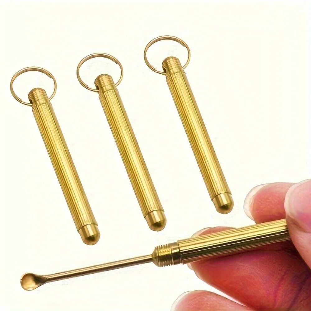Set di 3 mini cucchiai per la pulizia delle orecchie in metallo, micro cucchiaio portatile per la pulizia delle orecchie con portachiavi, strumento durevole per la casa e i viaggi
